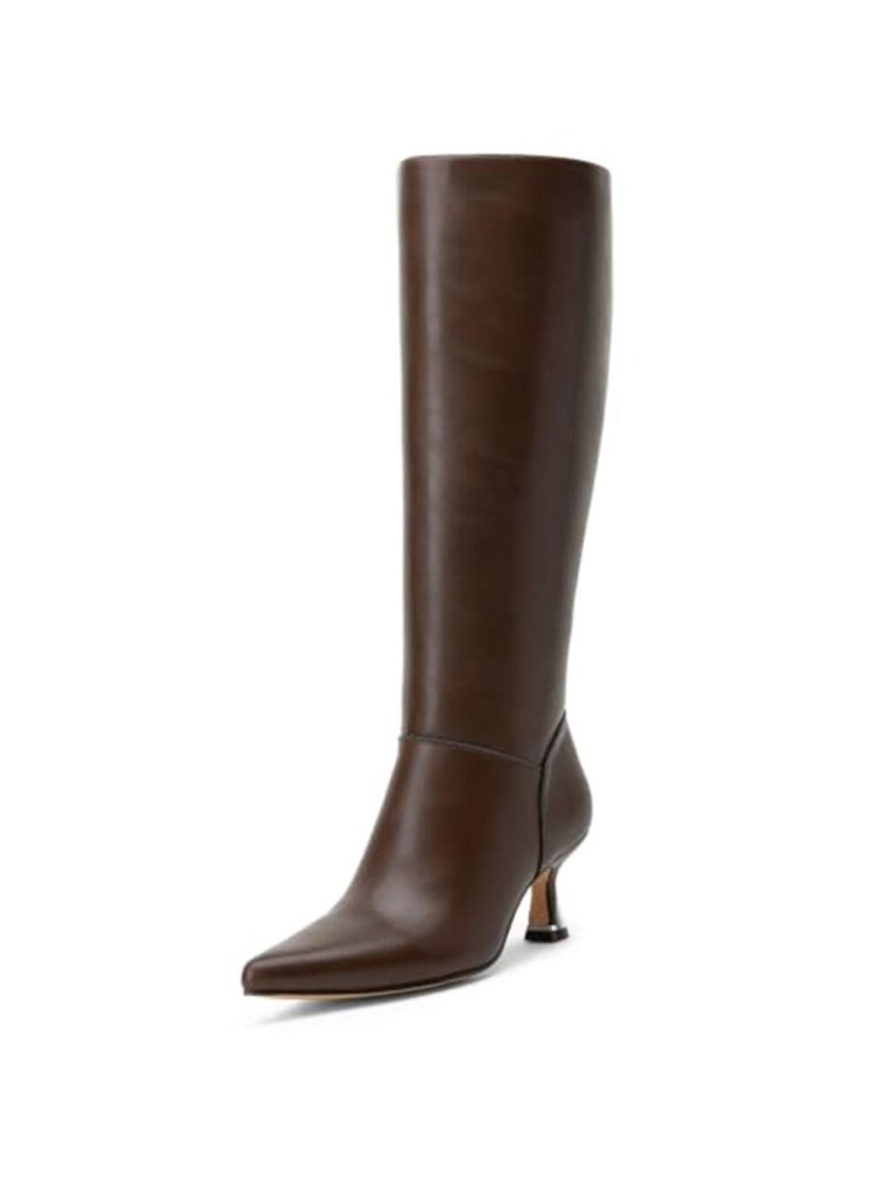 Vepose Women's Pointed Toe Kitten Heel Knee High Dress Boots with Zip